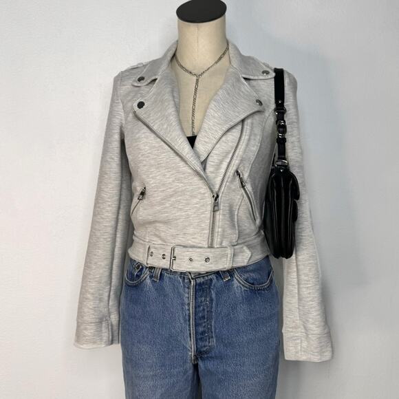 Zara Jackets & Blazers - Zara Plush Jersey Biker Moto Jacket Gray Size Small Sweatshirt